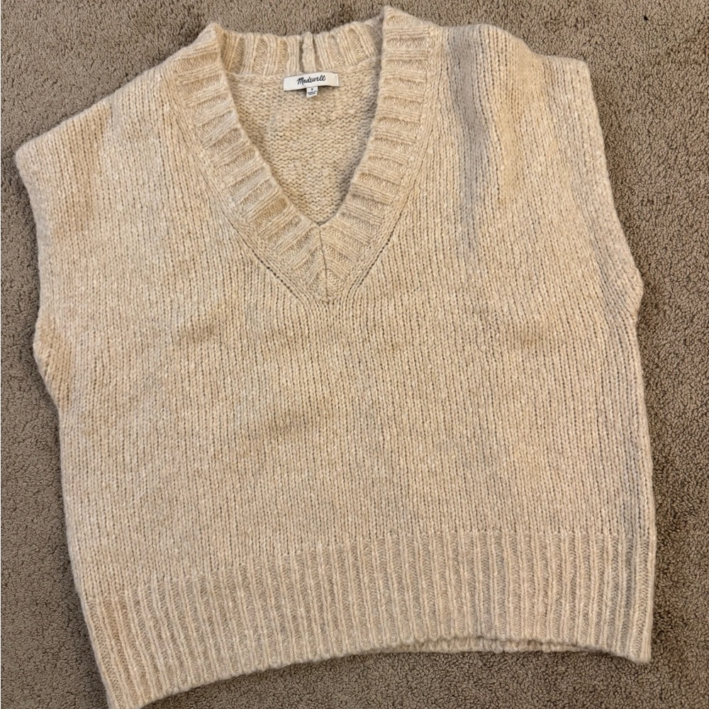 Madewell Women's Tan V-Neck Sweater